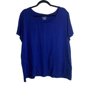 Chicos Size 3 XL The Ultimate Tee Royal Blue Pocket Shirt Casual Short Sleeve